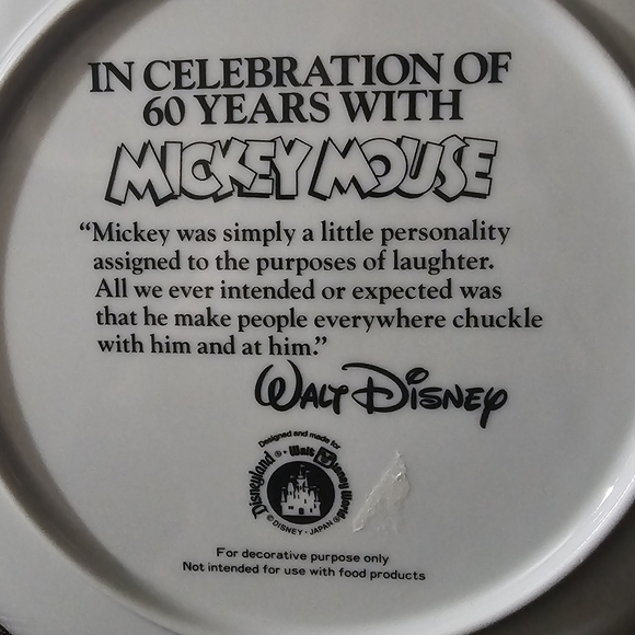 MICKEY MOUSE 60TH BIRTHDAY PLATE